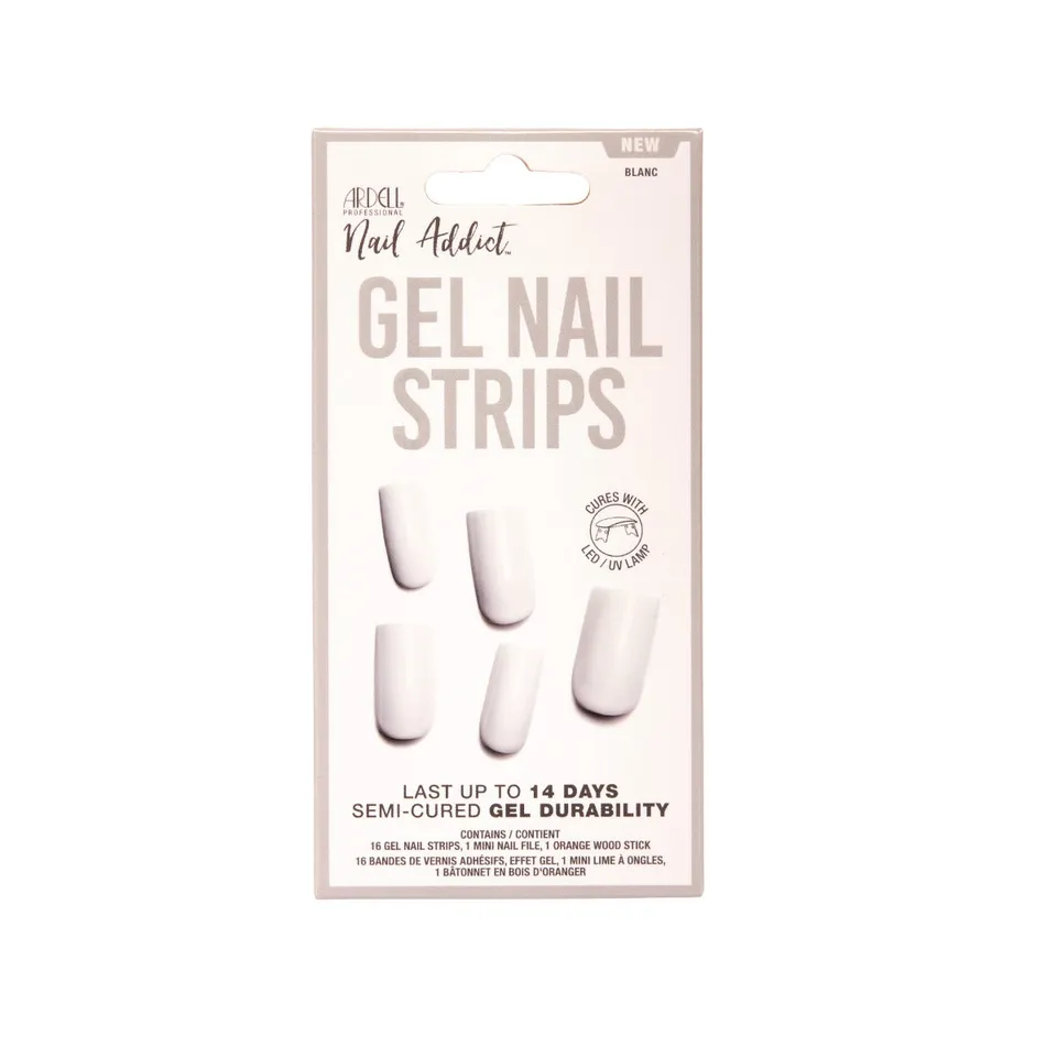 ardell-nail-addict-gel-nail-strips-bandes-gel-semi-cur-es-teinte-blanc-16-bandes image 1
