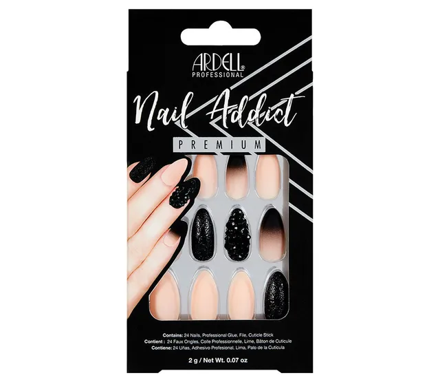 ardell-nail-addict-premium-set-de-faux-ongles-black-stud-pink-ombr image 1